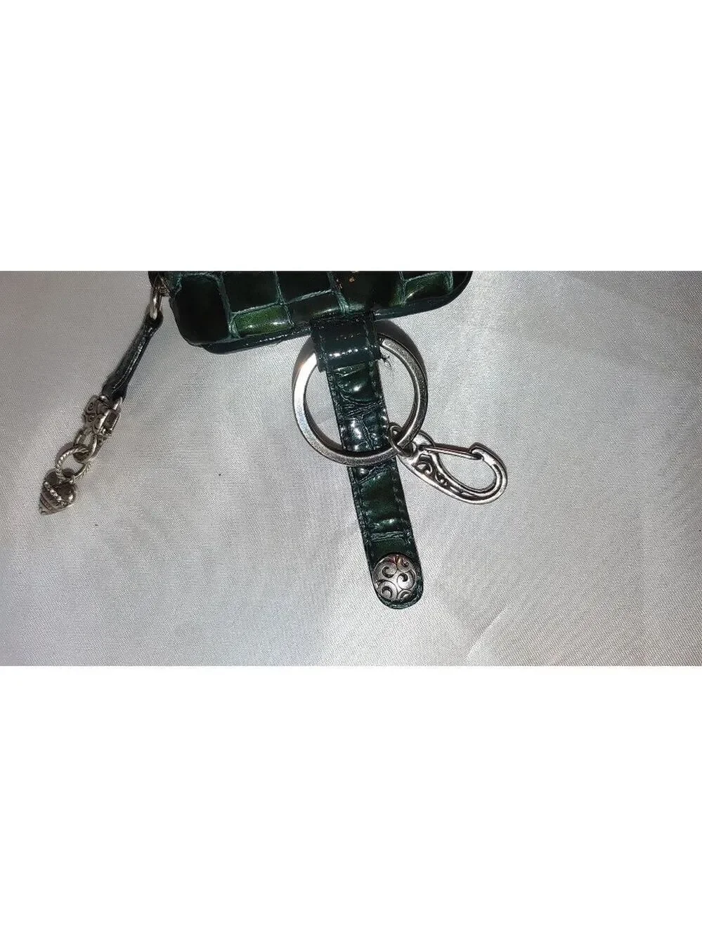 Brighton Green Patent Croc Embossed Keychain Accessories Pouch